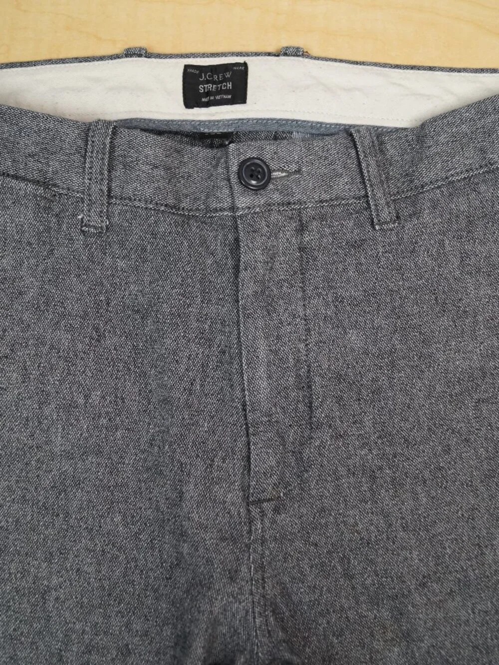 J Crew Stretch 484 Slim Stretch Chino Pants Gray Chambray Straight Mens 32 x 32